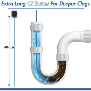 Spazzola per la pulizia del tubo di scarico dell'AC da 48 pollici, 3 pezzi, spazzola flessibile per condensa per sistemi HVAC, parte del sistema di scarico a P per condensa HVAC - Product Image 3