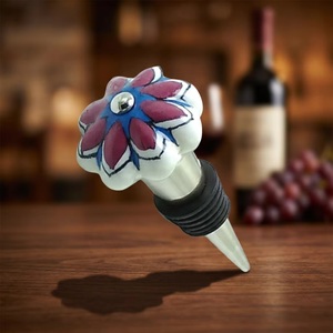 Tapón de Botella de Plástico con Diseño Floral y Sello Acanalado para Botellas de Vino - Product Image 1