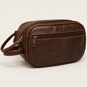 Sac vintage en cuir véritable résistant à l'eau, portable, réutilisable, multifonctionnel, avec fermeture éclair, unisexe, usage quotidien, marron - Product Image 6