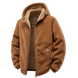 Men's Winter Solid Oversized Hooded <b>Fleece</b> <b>Jacket</b>-<b>Thick</b> Zipper Plus Size Outdoor Hiking Gear - Product Image 1
