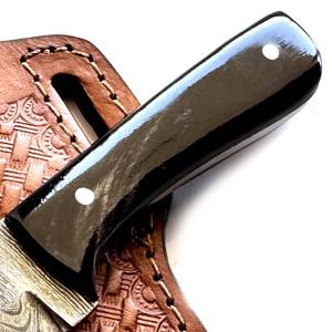 Couteau de cuisine Bowie 8 pouces, tendance, très vendu, OEM/ODM, prix bas, fait main, en acier Damas, manche en corne de taureau, lame pleine longueur - Product Image 2