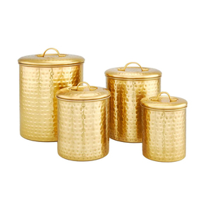 Metal Food Storage <b>Canister</b> <b>Set</b> of 3 Cylinder Shape Airtight Lids Industrial Design for Kitchen Use - Product Image 4