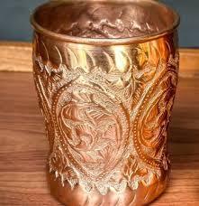global buyer choice copper glass tumbler manufacturer copper drinking glass ayurvedic water cup exporter india metal <b>drinkware</b> s - Product Image 3