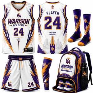 Ensemble d'uniformes de basketball par sublimation, tendance du moment, unisexe, grandes tailles, vêtements personnalisés pour équipes, avec sac - Product Image 1