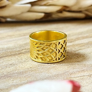 Anillo de Banda con Diseño Único Boho Sunburst, Estilo Bohemio, Latón Vintage, Chapado en Oro de 18k para Mujer, Venta al por Mayor/OEM/ODM - Product Image 5