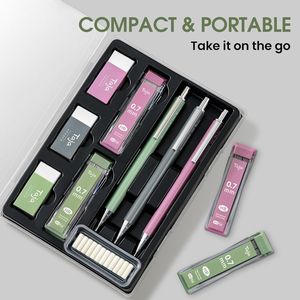 ชุดดินสอกด 0.7 มม. ดีไซน์สวยงาม พร้อมกล่องวินเทจ ดินสอ 3 แท่ง และไส้ดินสอ HB 4 หลอด # ไส้ดินสอ 2 แท่ง ยางลบ 3 ชิ้น 12 ชิ้น - Product Image 2