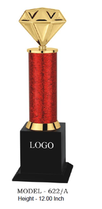 Trophy Diamond Shape Gold Plated Red Column Black Base Model 622 A B C Sports Award Engraving Durable metal trophy - Product Image 4