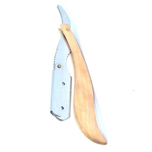 Rasoir à gorge coupée Rasoir droit de sécurité allemand avec manche en bois et acier au carbone pour barbiers et rasoirs - Product Image 2