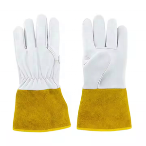Long Sleeve Cow Split Goatskin Leather Fine Tig <b>Mig</b> Welding Safety Work Gloves - Product Image 3