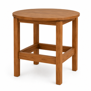 Mesa Auxiliar Cuadrada de Teca Sólida con Estructura de Almacenamiento Abierta Suspendida, Diseño Escandinavo Moderno - Product Image 2