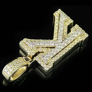 Colgante de Lujo con Letras del Alfabeto, con Diamantes de Imitación Moissanite, Chapado en Oro, para Mujer, Estilo Hiphop, Plata de Ley, Marca Tishya - Product Image 2