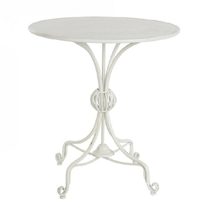 Round Metal Outdoor <b>Table</b> with Traditional Design and White Finish - Product Image 1