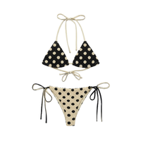 Tweedelig bikini-set met fruitmotief, oranje kleur, kralenborduurwerk, halternek en veterstijl, dames strandkleding