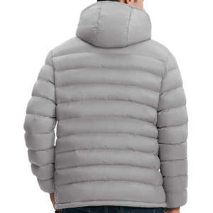 Chaqueta Acolchada con Capucha para Hombre, Color Gris, Cierre de Cremallera, Resistente al Viento, Informal, para Invierno, Corte Ajustado, Largo Regular, Color Sólido, Relleno de Poliéster - Product Image 3
