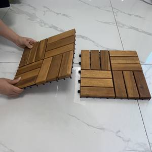 Dalles de terrasse en bois d'acacia vietnamien antidérapantes et imperméables, à emboîtement, 30x30x2,4 cm, revêtement de sol extérieur - Product Image 4