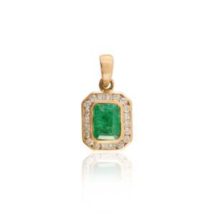 <b>Emerald</b> Cut Moissanite Heart <b>Pendant</b> 14K Yellow Gold Chain - Product Image 3