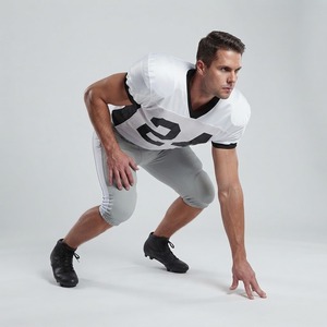 <b>Men</b> American Football Uniform <b>White</b> Jersey With Black Number 24 And Gray <b>Pants</b> Protective Gear For Adults - Product Image 2
