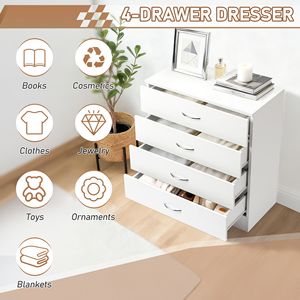 Comò Moderno Semplice Bianco a 4 Cassetti, Lussuoso Mobile da Camera da Letto Indipendente in Metallo con Funzione Estensibile per Camera da Letto e Soggiorno - Product Image 3