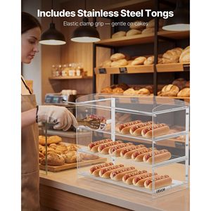 Vetrina Espositiva Commerciale a 3 Livelli da Banco in Acrilico Trasparente per Pasticceria, Pane e Torte - Ideale per Cucine e Feste - Product Image 6