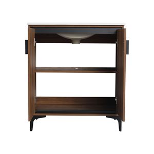 Mobile bagno freestanding da 30 pollici con 2 ante in legno ingegnerizzato e lavabo - Mobili bagno moderni - Product Image 6