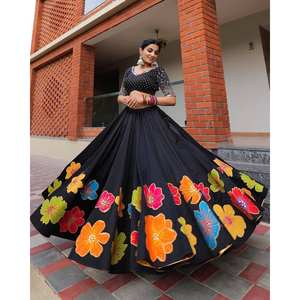 Ropa africana de diseñador Lehenga Choli con trabajo de espejo impreso y real - Product Image 5