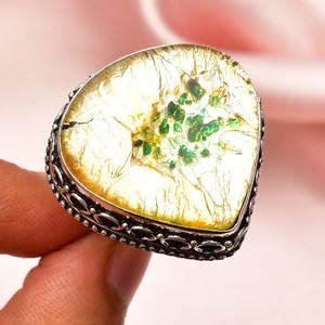 Anillo dicroico hecho a mano de plata de ley con piedras preciosas, tamaño 6, anillo elegante de lujo, regalo para mujer, joyería fina - Product Image 6