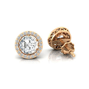 ต่างหูเพชรทรงบริลเลียนต์ 1.5 กะรัต ขนาด 7.3 มม. เพชรเพาะเลี้ยงในห้องปฏิบัติการ IGI ตัวเรือนทอง 14K ประดับเพชรรอบตัวเรือน 40 เม็ด เครื่องประดับชั้นดี - Product Image 5