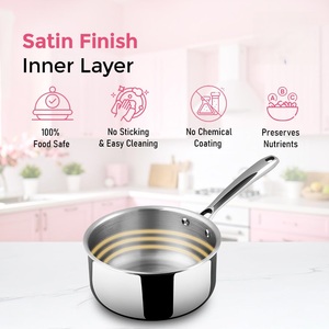 Premium Stainless Steel Triply Deep Saucepan 18 cm 304 Grade for Gas and Induction Stove with <b>Lid</b> Daily Kitchen Cooking - Product Image 4