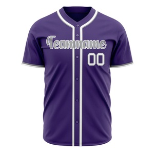 Maillot de baseball violet personnalisé avec bordure blanche, impression sublimée, nom de l'équipe 00, manches courtes boutonnées pour hommes adultes - Product Image 4