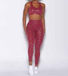 Conjunto Deportivo de 2 Piezas para Gimnasio, Fitness y Yoga, Talla Grande, Brillante, Sujetador Deportivo y Leggings, Ropa Deportiva para Mujer - Product Image 2
