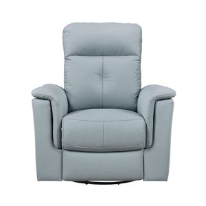 Poltrona Reclinabile Girevole in Pelle Blu, Lussuosa e Confortevole, Arredamento per Soggiorno, Sedia Imbottita Confortevole - Product Image 2