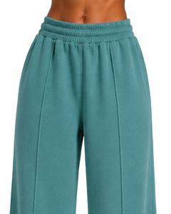 Manufacturer Customized Women Teal Blue Wide Leg Sweatpants High Waist Loose Fit Lounge <b>Jogger</b> Pants Casual Daily Wear - Product Image 5