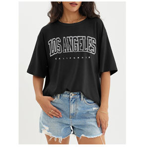 เสื้อยืดโอเวอร์ไซส์ลายกราฟิกสำหรับผู้หญิง พิมพ์ลายลอสแอนเจลิส แขนสั้น ทรงหลวม สไตล์ลำลอง สตรีทแวร์ เนื้อผ้านุ่ม ระบายอากาศได้ดี เหมาะสำหรับฤดูร้อน - Product Image 1