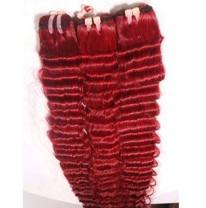 Extensiones de Cabello Humano Remy Ondulado Profundo, Color Rojo Sangre, Cutícula Alineada, Vietnamita, 100g, Doble Trama, Precio de Fábrica, Color Personalizado - Product Image 1