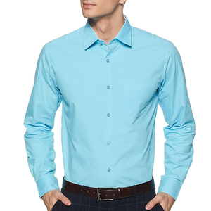 Chemise Homme Tissée Unie Classique à Manches Longues Coupe Slim Tendance en Polyester/Coton Anti-Plis Col Montant Qualité Supérieure - Product Image 1