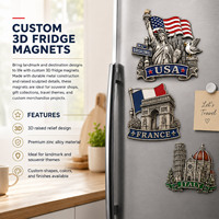 Aimant de réfrigérateur 3D en alliage de zinc de haute qualité, design Art Déco avec monuments en relief, aimant puissant - Cadeau souvenir de voyage personnalisé