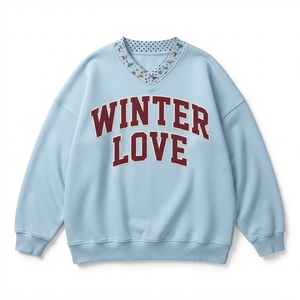 Festive V-Neck Design Christmas Graphic Print Loose Comfortable Fit Long Sleeve Winter Wear Perfect Holiday Outfit - Product Image 2