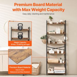 Libreria Industriale Vintage Rustica a 6 Ripiani in Metallo, Ampia e Alta, Autoportante, con Scaffali Aperti per l'Organizzazione - Product Image 5