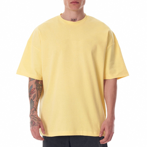 เสื้อยืดผู้ชาย 280 แกรม ผ้าฝ้าย 100% คอริบ ทรงโอเวอร์ไซส์ ไหล่ตก เสื้อยืดเปล่า สตรีทแวร์ เนื้อผ้าหนา เสื้อยืดเรียบง่ายสำหรับผู้ชาย - Product Image 1