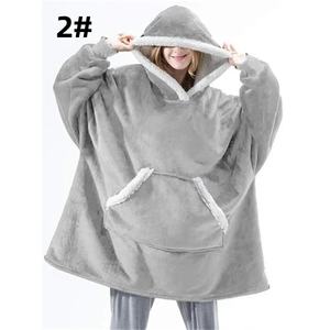 Sudadera con capucha de gran tamaño Manta con mangas sudadera a cuadros Invierno Polar con capucha mujer bolsillo mujer Otoño-Invierno, uno - Product Image 3