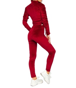 Double Stitched Durable Sportswear Anti Shrink Soft Texture <b>Jogging</b> <b>Suit</b> Reliable Quality Velvet Track <b>Suit</b> - Product Image 2