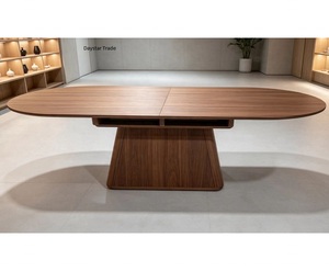 Mesa de Comedor Extensible Daystar Trade de Madera Maciza con Extremos Rectangulares y Base de Pedestal Ancha, Diseño Moderno para 4 Personas - Product Image 1