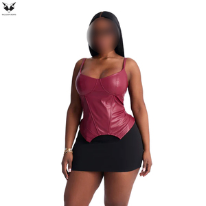 เสื้อครอปท็อปไร้แขนทรงเข้ารูป ผลิตจากหนัง PU คุณภาพสูง ปี 2026  งานแฮนด์เมด  กระชับสัดส่วนปานกลาง สำหรับผู้หญิง - Product Image 5