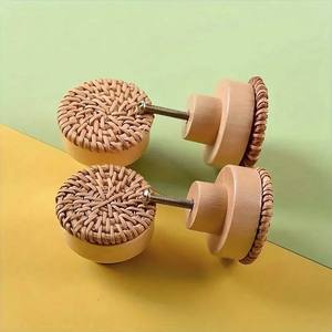 อุปกรณ์ตกแต่งเฟอร์นิเจอร์ราคาโรงงาน ลูกบิดประตูหวายสาน สำหรับห้องครัว ห้องนั่งเล่น และตู้เสื้อผ้า - Product Image 1