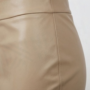 Women High Waist PU Leather <b>Mini</b> Pencil Skirt Solid Color Sexy Tight Fit All Seasons Woven Fabric - Product Image 5