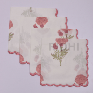 Serviettes de table en coton réutilisables Ridhi, imprimées à la main avec des motifs floraux, brodées, pour restaurant, hôtel, mariage - Product Image 3