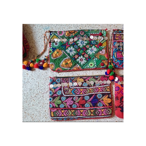 Handmade Vintage Banjara Women's Clutch Bag Embroidered Suede Fringes Leather Cotton Lining Fashion <b>Pouch</b> Zipper Closure Bulk - Product Image 4