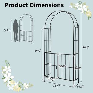Arco da Giardino con Cancello, Supporto per Piante da Patio, Design Elegante di Recinzione e Traliccio - Product Image 4