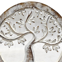 Sculpture de table ronde en bois massif, faite à la main, style moderne, finition blanchie, pour décoration intérieure, salon, entrée, mariage