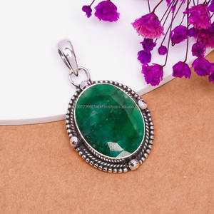 Colgante de Plata de Ley 925 con Esmeralda, Joyería de Plata Hecha a Mano con Piedras Preciosas, Colgante de Esmeralda y Plata para Collares - Product Image 5